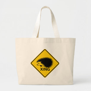 Grand Tote Bag Signe de route de croisement de hérisson