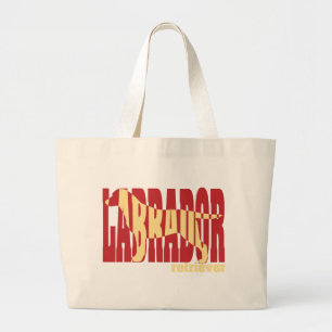 Grand Tote Bag Silhouette de labrador retriever, jaune