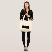 Grand Tote Bag Silhouette de New York noir et blanc (Devant (modèle))
