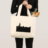Grand Tote Bag Silhouette de New York noir et blanc (Devant (produit))