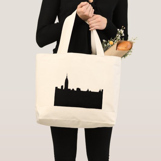 Grand Tote Bag Silhouette de New York noir et blanc (Devant (produit))