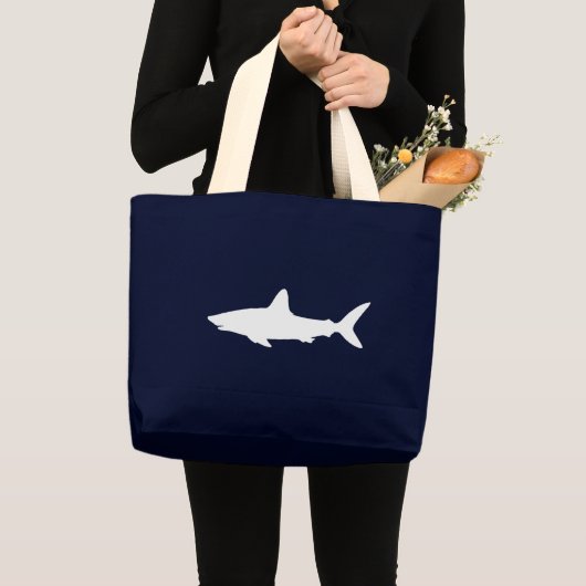 Grand Tote Bag Silhouette de requin blanc (Devant (produit))
