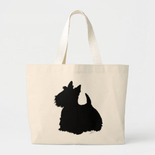 Grand Tote Bag Silhouette de Scottish Terrier alerte
