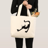 Grand Tote Bag Silhouette d'étirement de chat (Devant (produit))