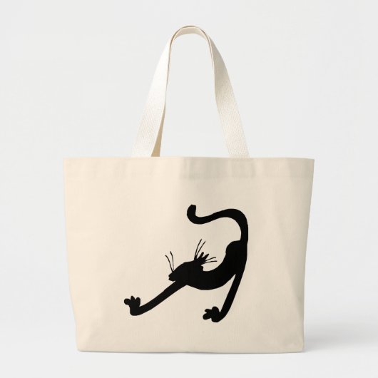 Grand Tote Bag Silhouette d'étirement de chat (Devant)