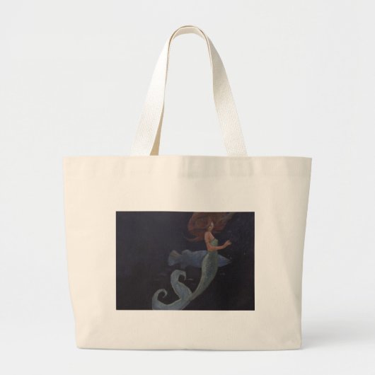 Grand Tote Bag Sirène et poisson bleu (Devant)