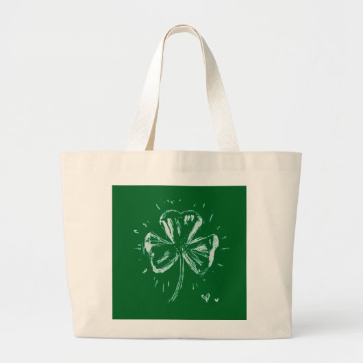 Grand Tote Bag Sketch Shamrock – Hand-Drawn Irish Clover Design (Devant)