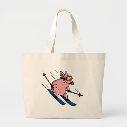 Grand Tote Bag skiing pig (Devant)