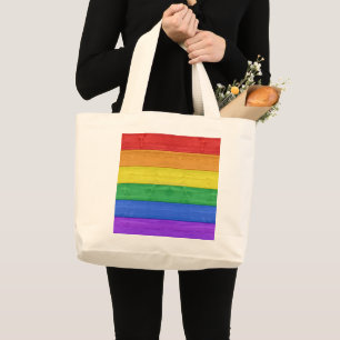 Grand Tote Bag SlipperyJoe's classique arc-en-ciel tactile fait m