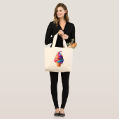 Grand Tote Bag SlipperyJoe's vibrante crème glacée cone classique (Devant (modèle))