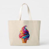 Grand Tote Bag SlipperyJoe's vibrante crème glacée cone classique (Dos)