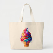 Grand Tote Bag SlipperyJoe's vibrante crème glacée cone classique (Devant)