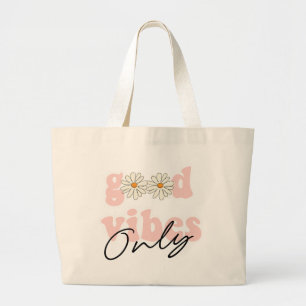 Grand Tote Bag Slogan hippie des années 70 de Good Vibes
