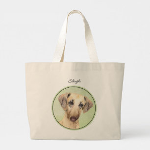 Grand Tote Bag Sloughi Peinture Sable doré mignon Art Chien origi