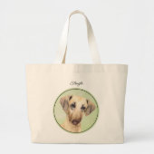 Grand Tote Bag Sloughi Peinture Sable doré mignon Art Chien origi (Devant)