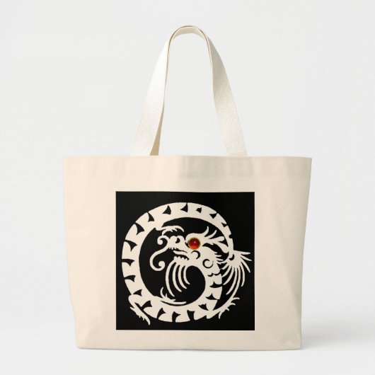 Grand Tote Bag SNAKE DRAGON RUBY, black and white red (Devant)