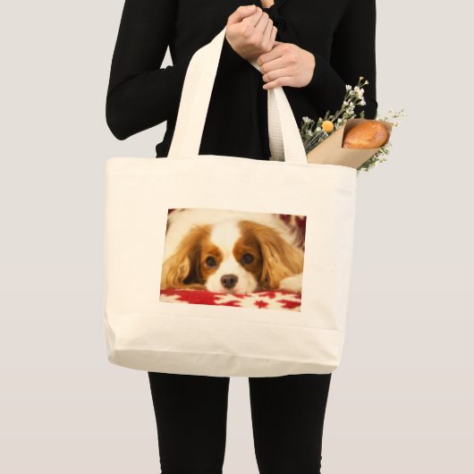Grand Tote Bag Snowflake Cavalier King Charles Spaniel (Devant (produit))