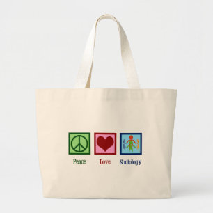 Grand Tote Bag Sociologue Peace Love Professeur de sociologie