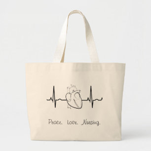 Grand Tote Bag Soins Fourre-tout avec l'ECG et le coeur