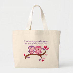 Grand Tote Bag Soins sages de professeur du hibou A