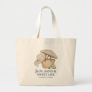 Grand Tote Bag "Soleil, Sable & Douce Vie" (La Suite Chic & Éléga