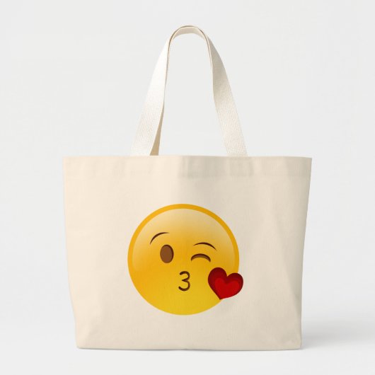 Grand Tote Bag Soufflez un autocollant d'emoji de baiser (Devant)