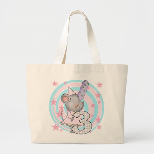 Grand Tote Bag Souris 3e anniversaire T-shirts et cadeaux (Devant)