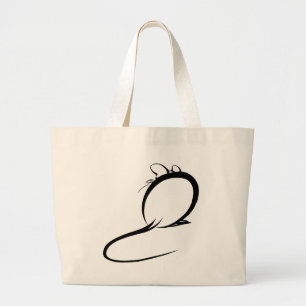 Grand Tote Bag Souris de peinture Sumi E Brushstroke japonaise