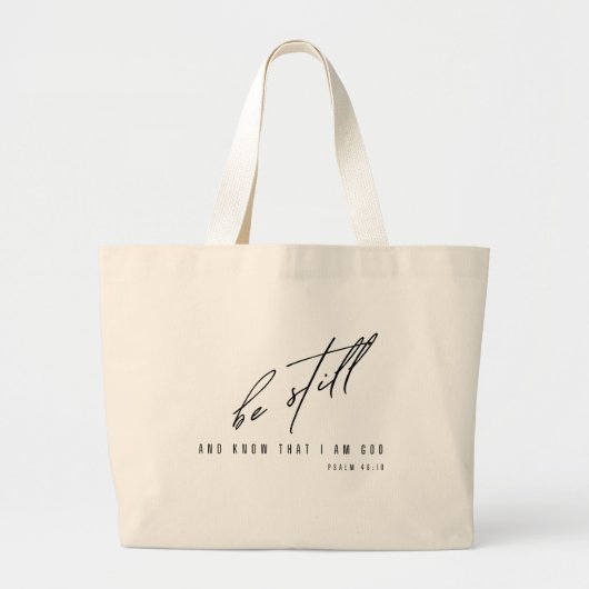 Grand Tote Bag soyez calme et sachez que je suis Dieu. Toilettes (Devant)