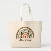 Grand Tote Bag Soyez un Empreinte de léopard Arc-en-ciel arrière (Devant)