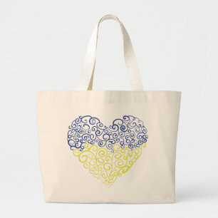 Grand Tote Bag Spiral tourbillons mehandi coeur drapeau ukrainien