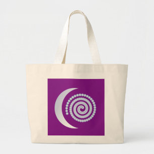 Grand Tote Bag Spirale de lune d'argent sur violet