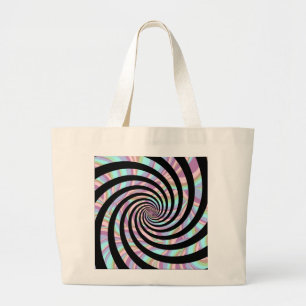 Grand Tote Bag Spirales multicolores - noir