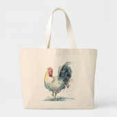 Grand Tote Bag Splash de coq - Aquarelle (Devant)