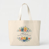 Grand Tote Bag Spring Floral Moderne Nom personnalisé | MARIAGE (Devant)