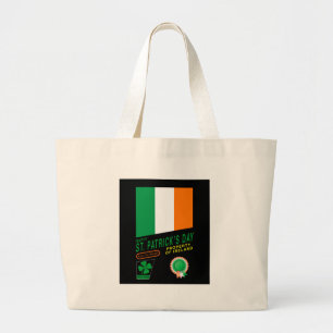 Grand Tote Bag St. Patrick's Day Retro Design avec le drapeau de 