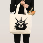 Grand Tote Bag Statue d'Art Pop Noir & Blanc de la Liberté (Devant (produit))