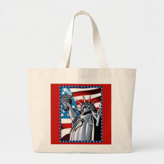 Grand Tote Bag Statue de la liberté et du drapeau américain