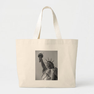 Grand Tote Bag Statue noire et blanche de Liberty New York