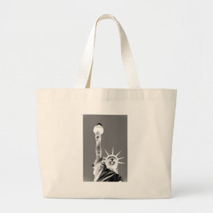 Grand Tote Bag Statue noire et blanche de Liberty New York City