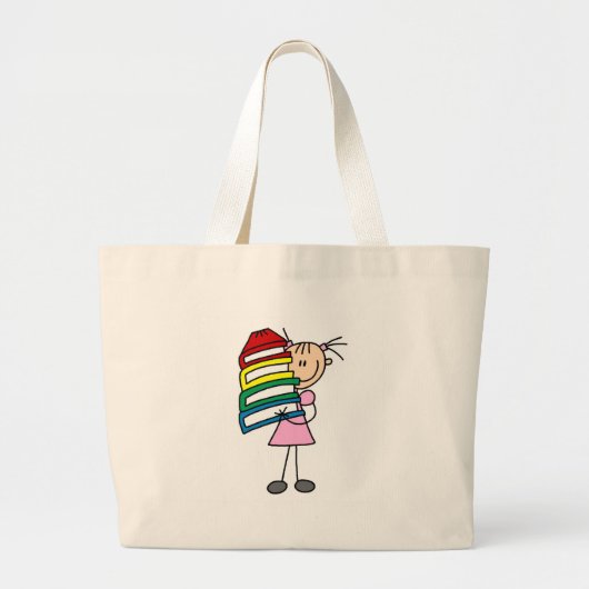 Grand Tote Bag Stick Girl with Books (Devant)