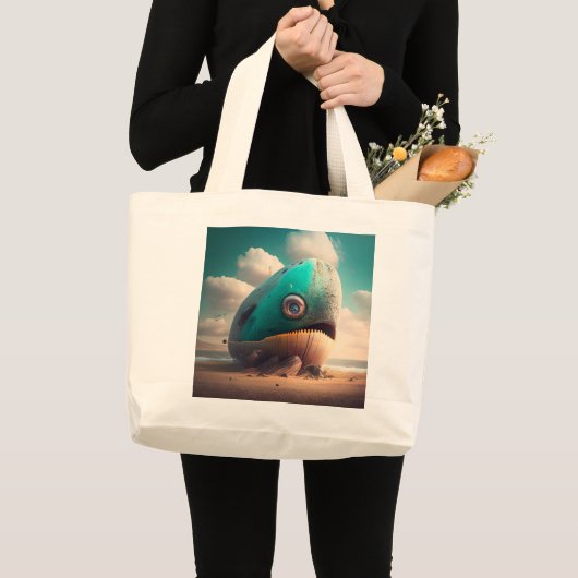 Grand Tote Bag Strange Whale (Devant (produit))