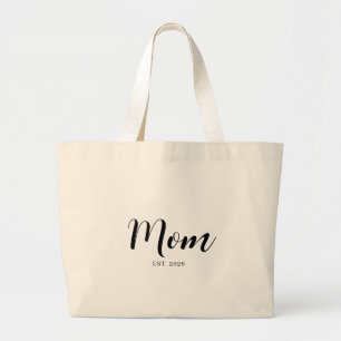 Grand Tote Bag Style de texte moderne date établie de maman perso
