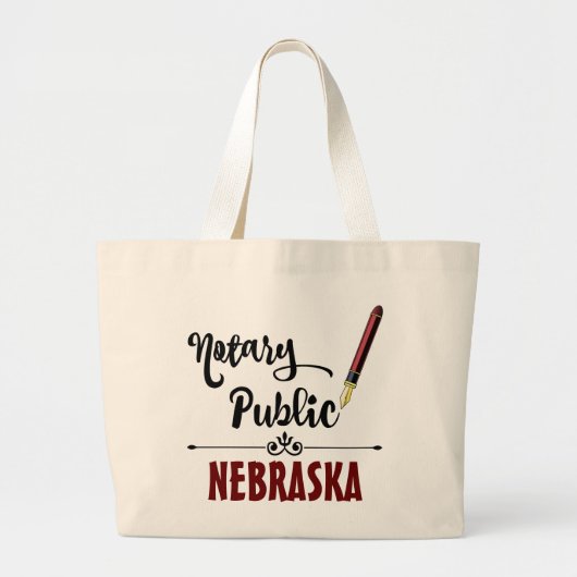 Grand Tote Bag Stylo d'encre publique Notaire Nebraska (Devant)