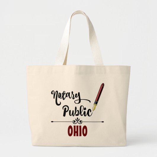 Grand Tote Bag Stylo Notaire Public D'Encre Ohio (Devant)