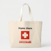 Grand Tote Bag Suisse Drapeau Suisse Noir Personnalisation (Devant)