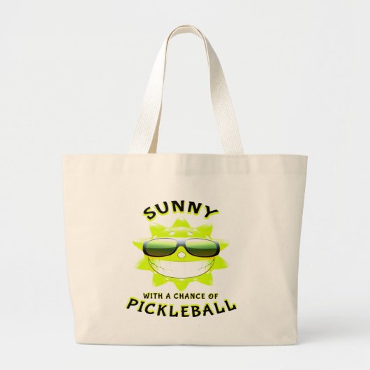 Grand Tote Bag Sunny avec une chance de PickleBall (Devant)