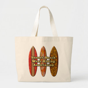 Grand Tote Bag Sunset Beach Hawaiian Surfboards Wave Riders Toter