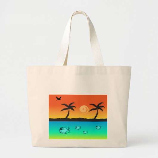 Grand Tote Bag Sunset de l'île (Devant)