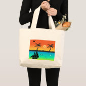 Grand Tote Bag Sunset de l'île (Devant (produit))